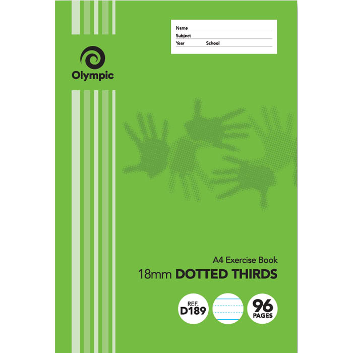 Image for OLYMPIC D189I EXERCISE BOOK 18MM DOTTED THIRDS 55GSM 96 PAGE A4 from Margaret River Office Products Depot