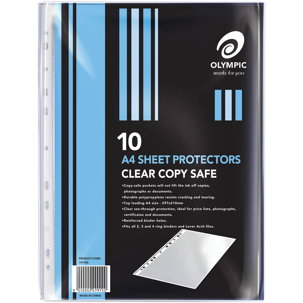 Image for OLYMPIC SHEET PROTECTORS A4 PACK 10 from Total Supplies Pty Ltd