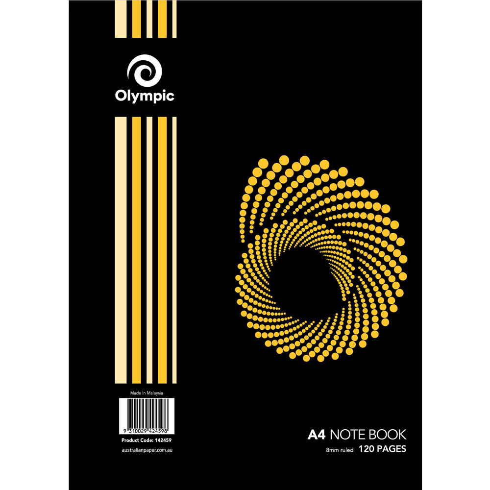 Image for OLYMPIC SP95 NOTEBOOK SPIRAL BOUND 8MM RULED 120 PAGE A4 WHITE from MOE Office Products Depot Mackay & Whitsundays
