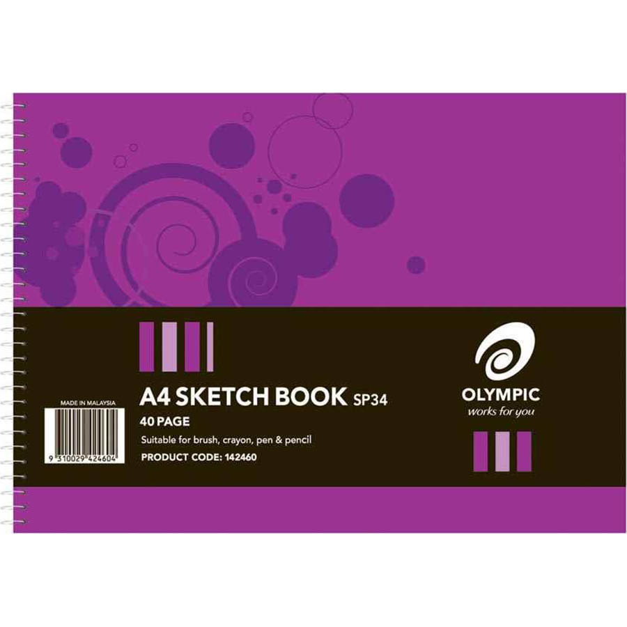 Image for OLYMPIC SP34 SKETCH BOOK SIDE OPEN 110GSM 40 PAGE A4 PACK 10 from Ross Office Supplies Office Products Depot