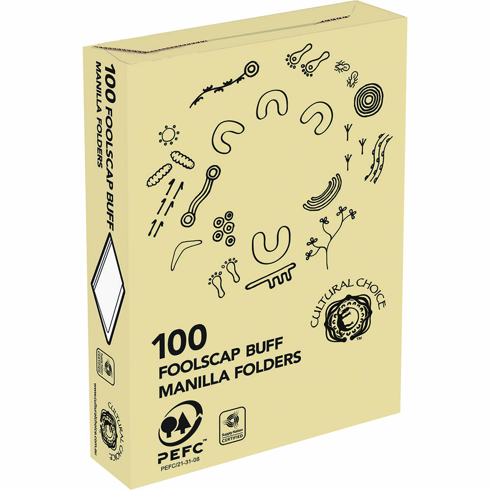 Image for CULTURAL CHOICE MANILLA FOLDER FOOLSCAP BUFF BOX 100 from Margaret River Office Products Depot