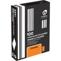 olympic manilla folder foolscap orange box 100