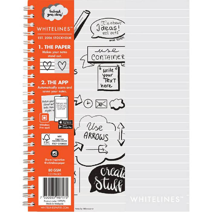 Image for WHITELINES SPIRAL NOTEPAD 7MM RULED 80GSM 120 PAGE A5 from Margaret River Office Products Depot