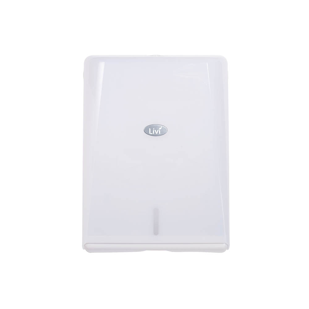 Image for LIVI INTERLEAVE MULTIFOLD/ULTRASLIM TOWEL DISPENSER 350 X 100 X 260MM WHITE from Barkers Rubber Stamps & Office Products Depot
