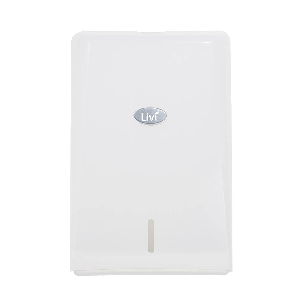 Image for LIVI COMPACT INTERLEAVE TOWEL DISPENSER 350 X 86 X 230MM WHITE from Barkers Rubber Stamps & Office Products Depot