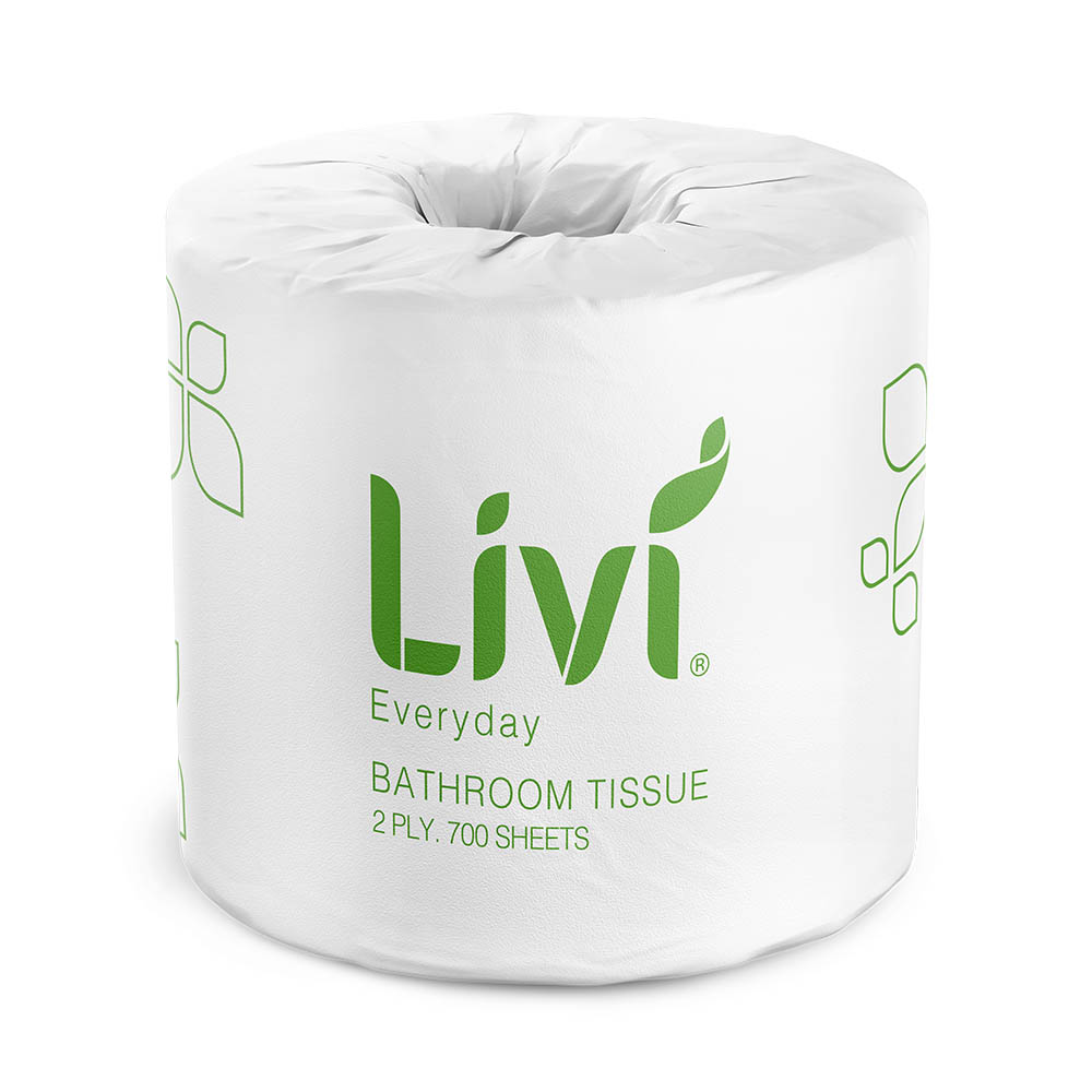 Image for LIVI BASICS TOILET TISSUE 2-PLY 700 SHEET CARTON 48 from Total Supplies Pty Ltd
