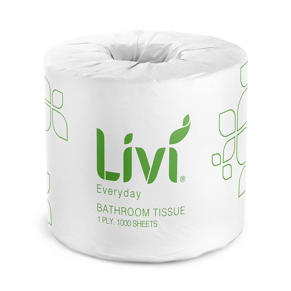 Image for LIVI BASICS TOILET TISSUE 1-PLY 1000 SHEET CARTON 48 from Ross Office Supplies Office Products Depot