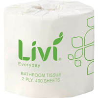 livi basics toilet tissue 2-ply 400 sheet carton 48