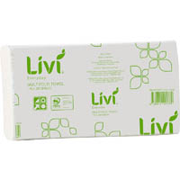 livi basics multifold hand towel 1-ply 200 sheet 230 x 225mm carton 20