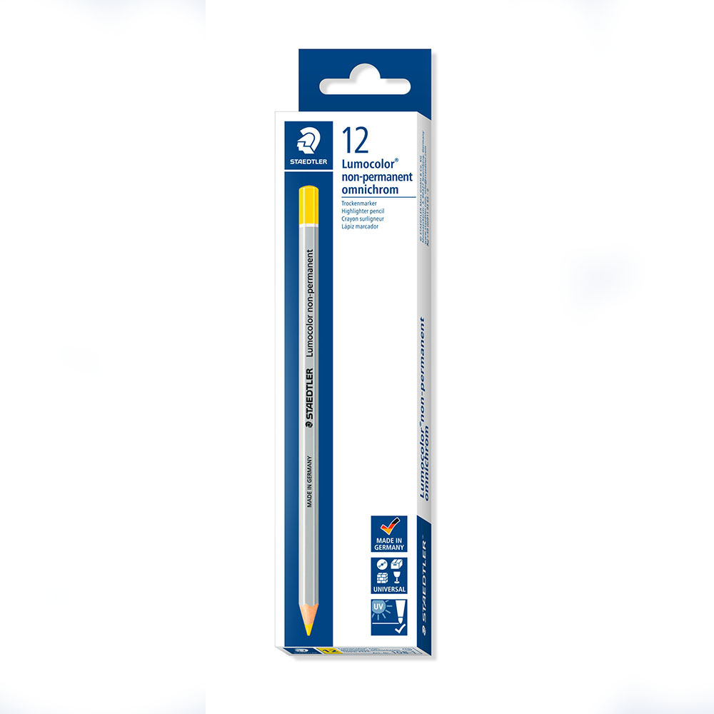 Image for STAEDTLER 108 LUMOCOLOR NON-PERMANENT OMNICHROM PENCIL YELLOW BOX 12 from Total Supplies Pty Ltd