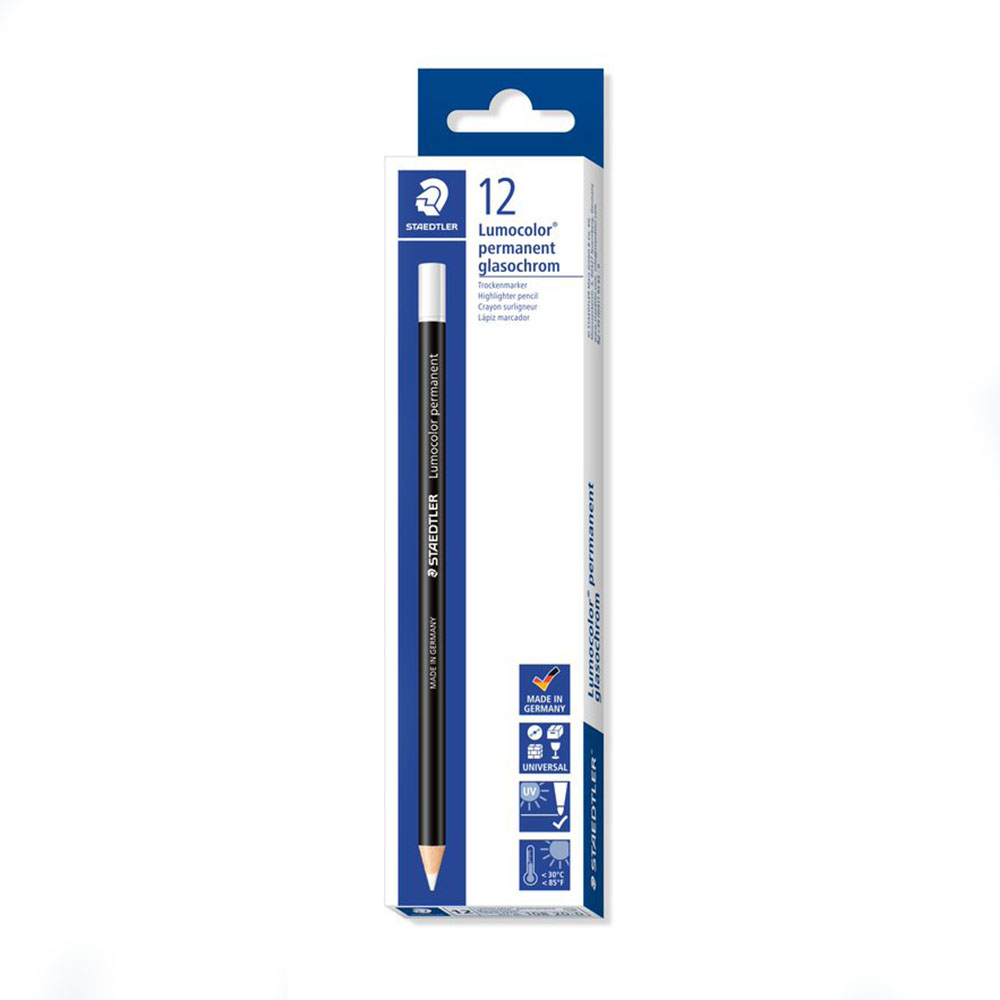 Image for STAEDTLER 108 LUMOCOLOR PERMANENT GLASOCHROM PENCILS WHITE BOX 12 from Total Supplies Pty Ltd