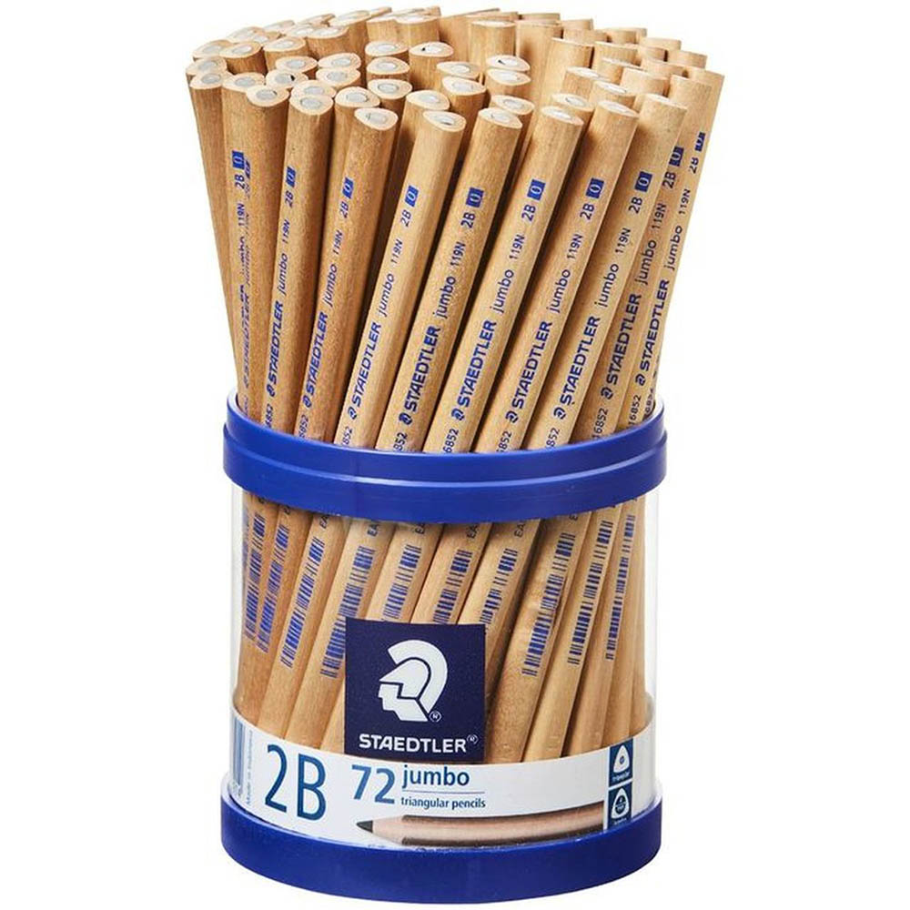 Image for STAEDTLER 119 NATURAL JUMBO TRIANGULAR PENCIL 2B TUB 72 from Total Supplies Pty Ltd