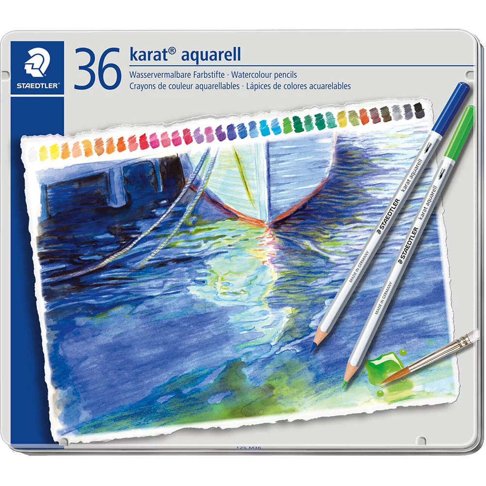 Image for STAEDTLER 125 KARAT AQUARELL WATERCOLOUR PENCILS ASSORTED PACK 36 from MOE Office Products Depot Mackay & Whitsundays