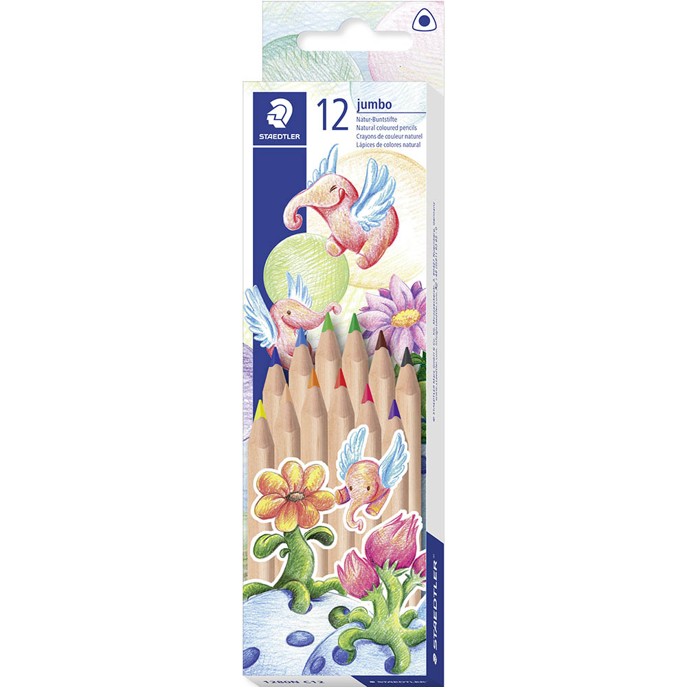 Image for STAEDTLER 128 NATURAL JUMBO TRIANGULAR COLOURED PENCILS ASSORTED PACK 12 from Office Products Depot