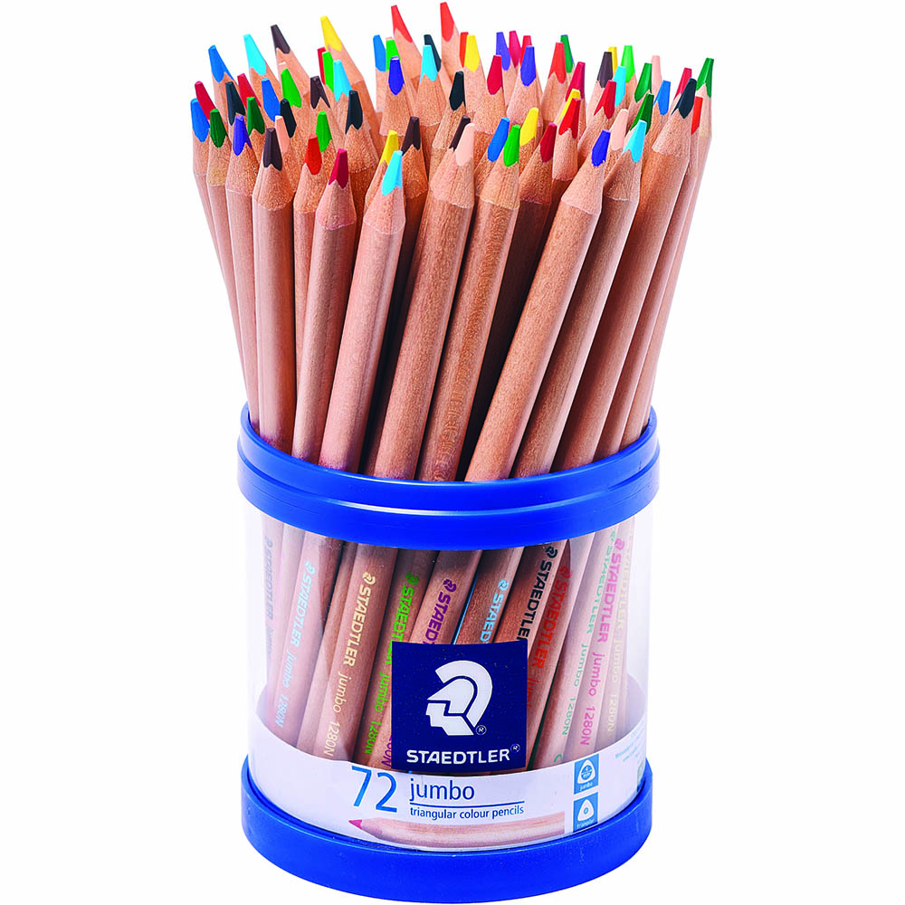 Image for STAEDTLER 128 NATURAL JUMBO TRIANGULAR COLOURED PENCILS ASSORTED TUB 72 from MOE Office Products Depot Mackay & Whitsundays