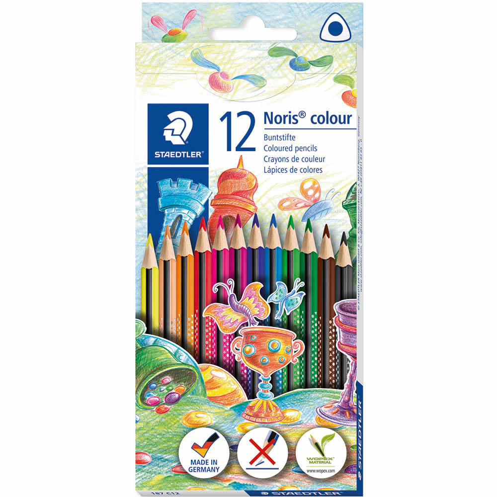 Image for STAEDTLER 187 NORIS COLOUR TRIANGULAR COLOURING PENCILS ASSORTED BOX 12 from Ross Office Supplies Office Products Depot