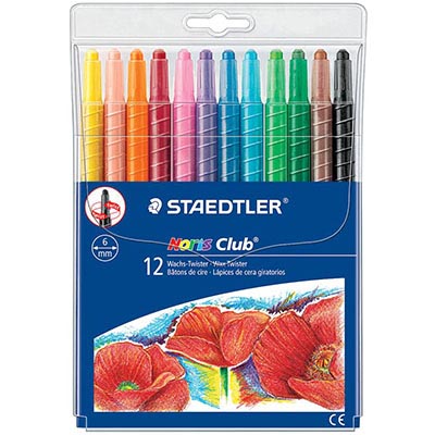 Image for STAEDTLER 221 NORIS CLUB TWIST CRAYONS ASSORTED COLOURS PACK 12 from Office Products Depot Gold Coast