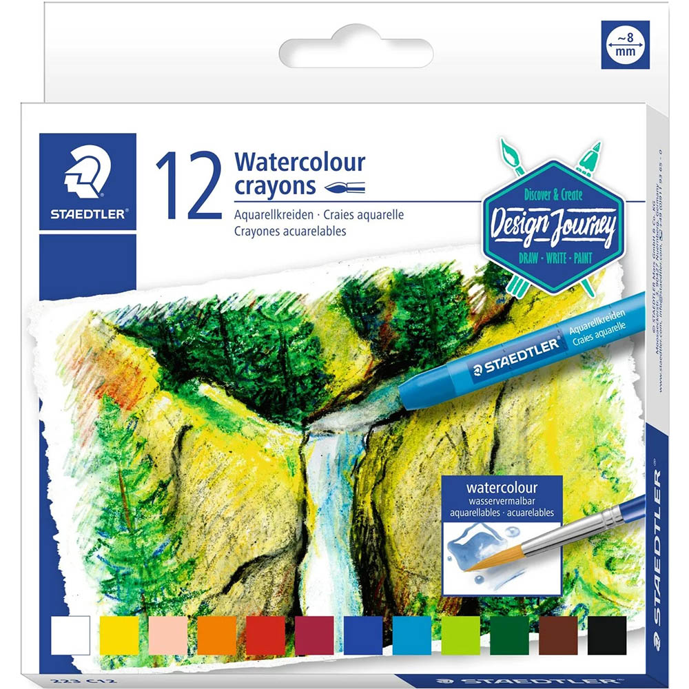 Image for STAEDTLER 223 WATERCOLOUR CRAYONS ASSORTED BOX 12 from Ross Office Supplies Office Products Depot