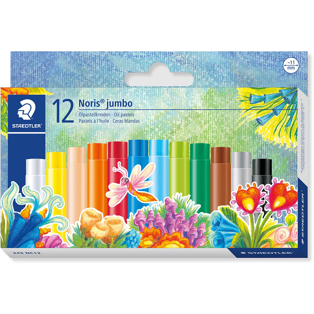 Image for STAEDTLER 243 NORIS CLUB JUMBO OIL PASTELS ASSORTED BOX 12 from MOE Office Products Depot Mackay & Whitsundays