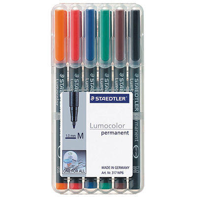 Image for STAEDTLER 317 LUMOCOLOR PERMANENT MARKER BULLET 1.0MM ASSORTED WALLET 6 from Albany Office Products Depot