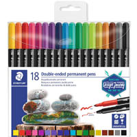 staedtler 3187 double-ended permanent pens assorted box 18