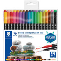staedtler 3187 double-ended permanent pens assorted box 36