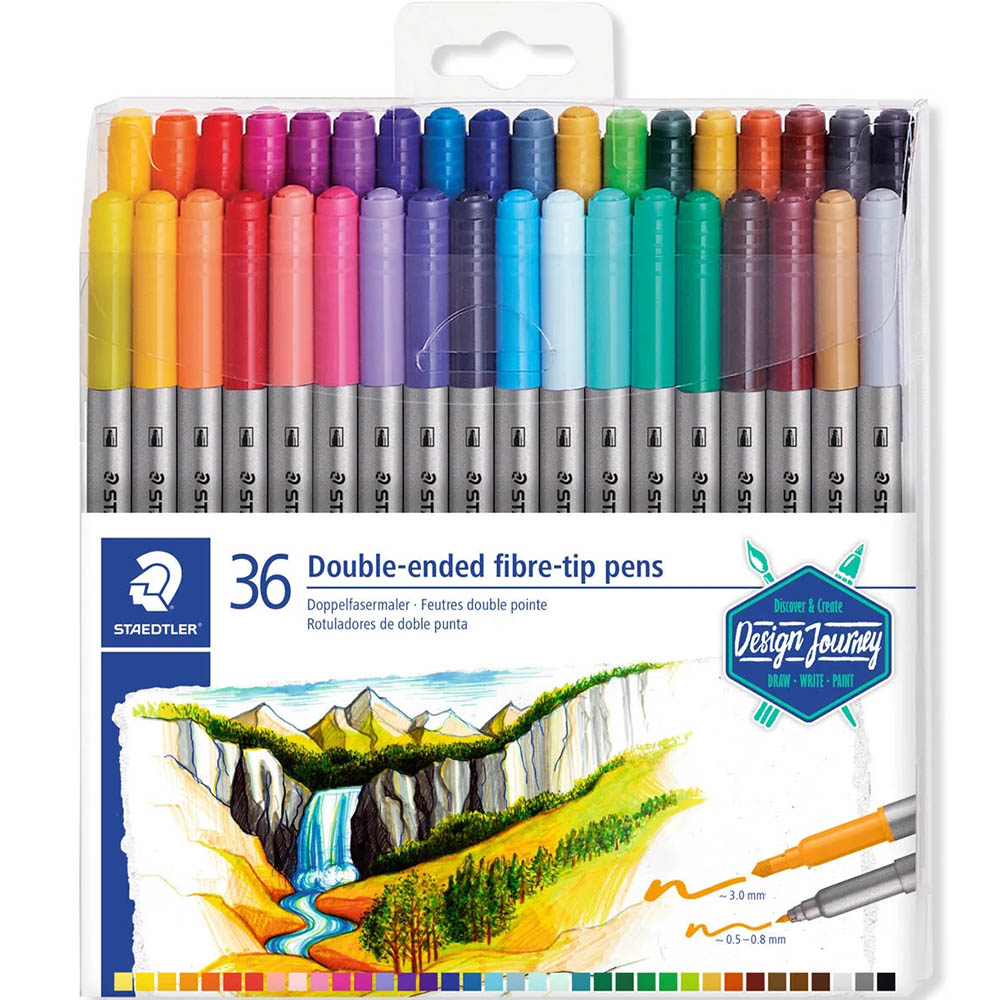 Image for STAEDTLER 3200 DOUBLE ENDED FIBRETIB PENS ASSORTED BOX 36 from Total Supplies Pty Ltd