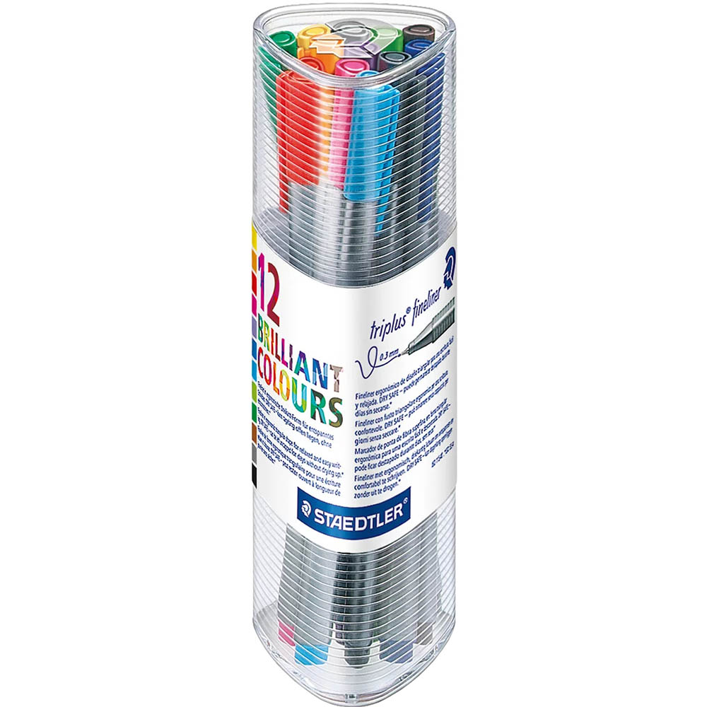 Image for STAEDTLER 334 TRIPLUS FINELINE PEN ASSORTED PACK 12 from Total Supplies Pty Ltd