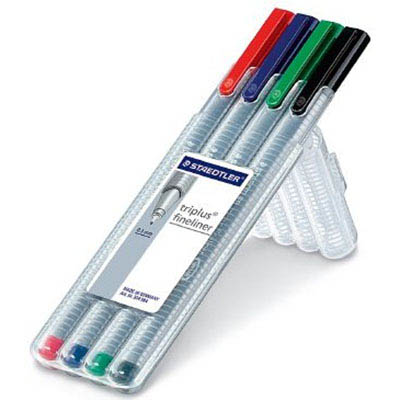 Image for STAEDTLER 334 TRIPLUS FINELINE PEN ASSORTED PACK 4 from Total Supplies Pty Ltd