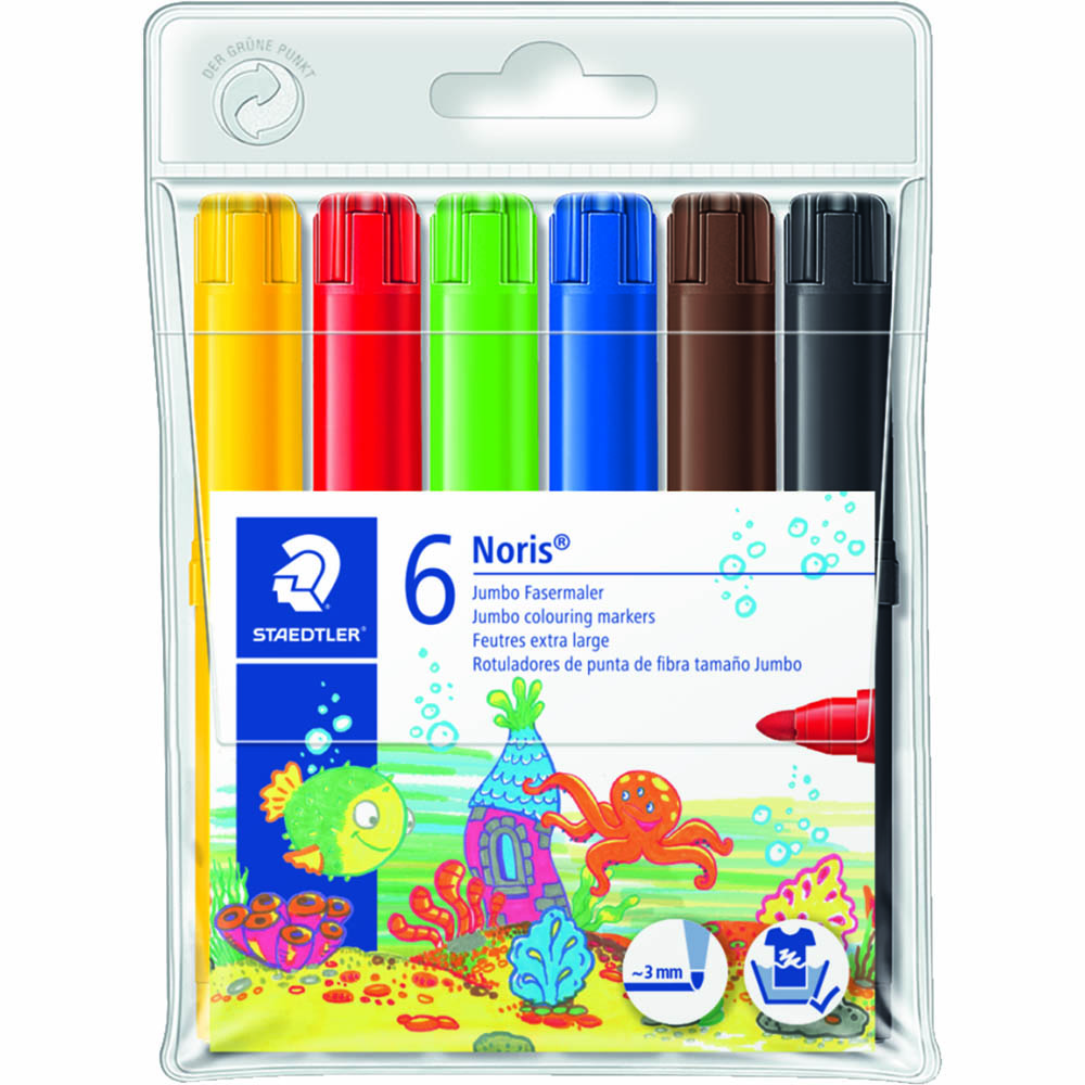 Image for STAEDTLER 340 NORIS CLUB JUMBO COLOURING MARKERS 3.0MM ASSORTED WALLET 6 from Total Supplies Pty Ltd