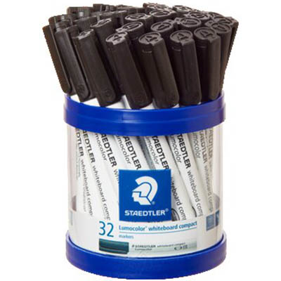 Image for STAEDTLER 341 LUMOCOLOR COMPACT WHITEBOARD MARKER BULLET BLACK TUB 32 from MOE Office Products Depot Mackay & Whitsundays