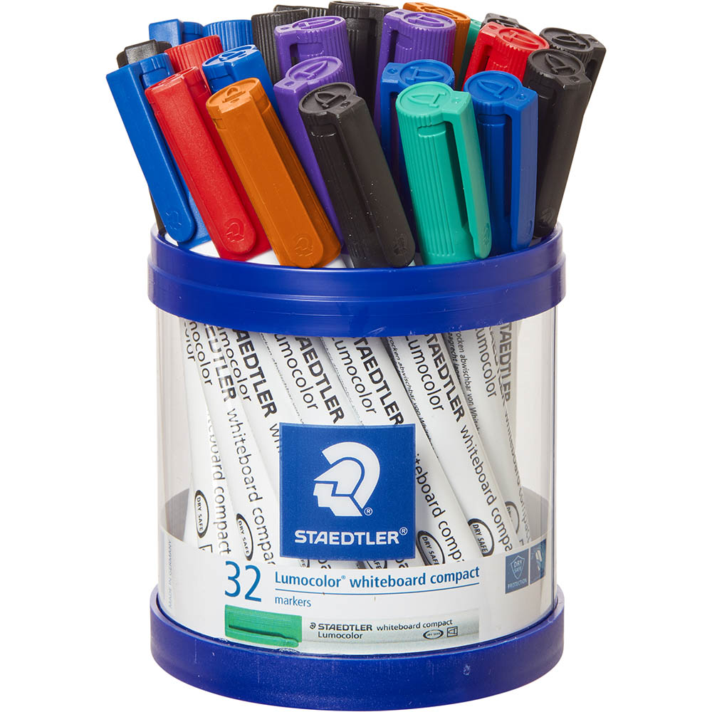 Image for STAEDTLER 341 LUMOCOLOR COMPACT WHITEBOARD MARKER BULLET ASSORTED TUB 32 from MOE Office Products Depot Mackay & Whitsundays