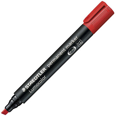 Image for STAEDTLER 350 LUMOCOLOR PERMANENT MARKER CHISEL 5.0MM RED from Albany Office Products Depot