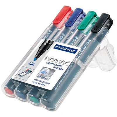 Image for STAEDTLER 352 LUMOCOLOR PERMANENT MARKER BULLET 2.0MM ASSORTED WALLET 4 from Ross Office Supplies Office Products Depot