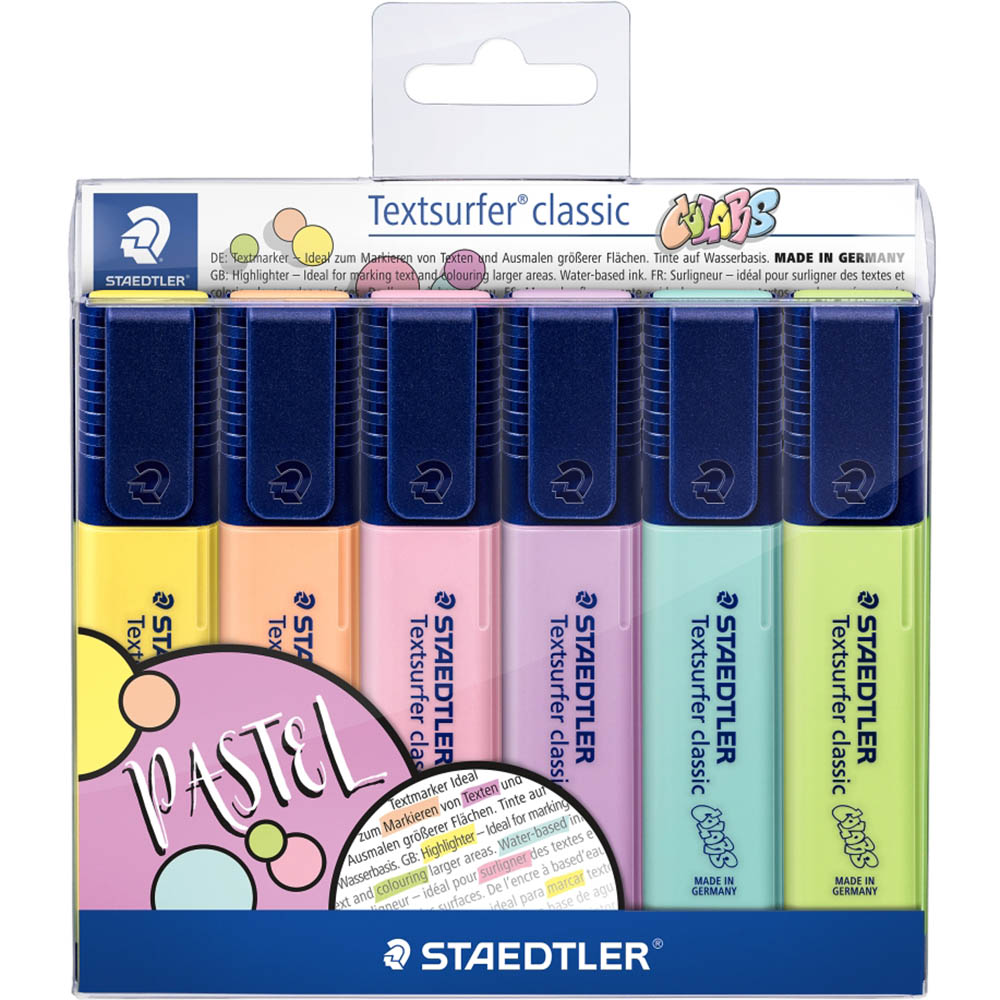 Image for STAEDTLER 364 TEXTSURFER CLASSIC HIGHLIGHTER CHISEL PASTEL ASSORTED WALLET 6 from Total Supplies Pty Ltd
