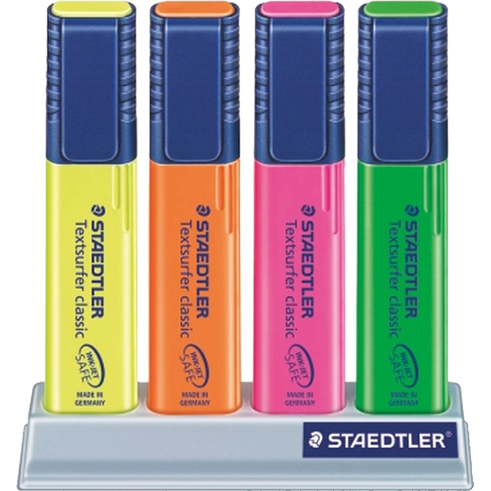Image for STAEDTLER 364 TEXTSURFER CLASSIC HIGHLIGHTER CHISEL ASSORTED PACK 4 from Total Supplies Pty Ltd