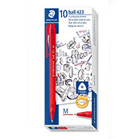 staedtler 423 stick ice triangular retractable ballpoint pen medium red box 10