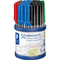 staedtler 430 stick ballpoint pen medium assorted cup 50