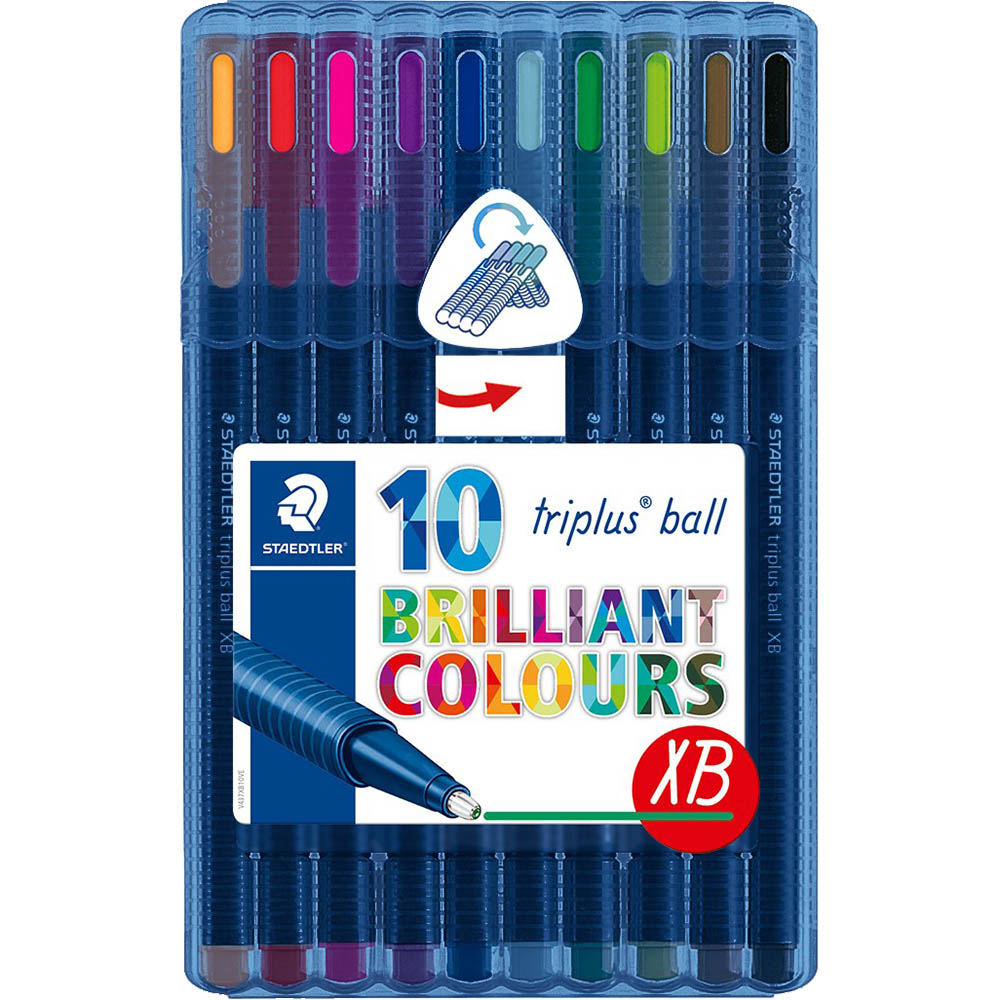 Image for STAEDTLER 437 TRIPLUS BALLPOINT PEN EXTRA BROAD ASSORTED PACK 10 from MOE Office Products Depot Mackay & Whitsundays