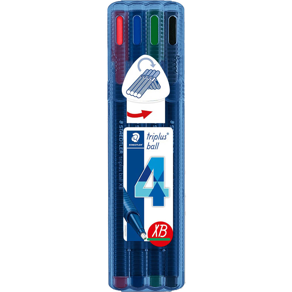 Image for STAEDTLER 437 TRIPLUS BALLPOINT PEN EXTRA BROAD ASSORTED PACK 4 from MOE Office Products Depot Mackay & Whitsundays