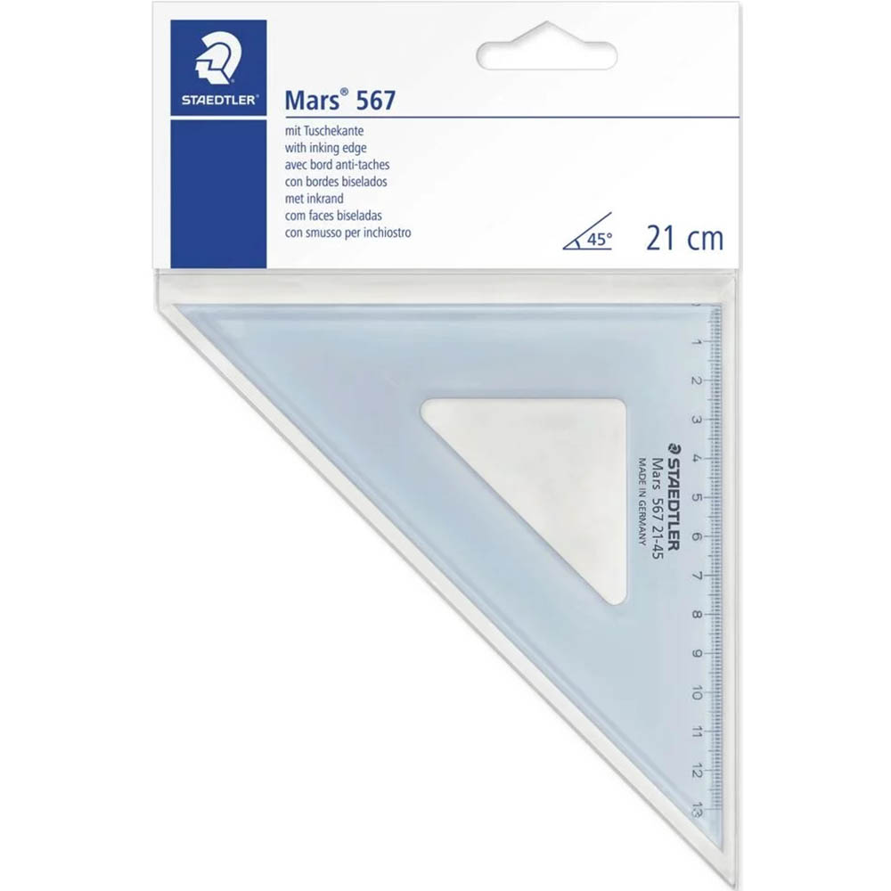 Image for STAEDTLER 567 MARS SET SQUARE 45/45 210MM CLEAR from MOE Office Products Depot Mackay & Whitsundays
