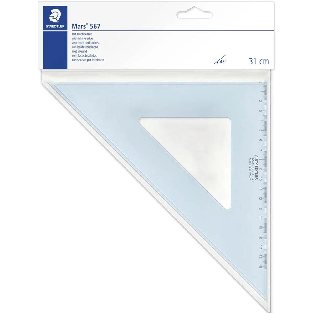 Image for STAEDTLER 567 MARS SET SQUARE 45/45 310MM CLEAR from MOE Office Products Depot Mackay & Whitsundays