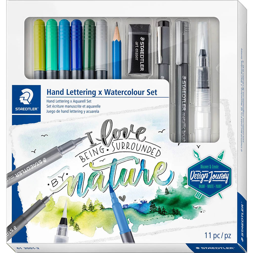 Image for STAEDTLER 61 DESIGN JOURNEY HAND LETTERING AND WATERCOLOUR MIXED SET from Ross Office Supplies Office Products Depot