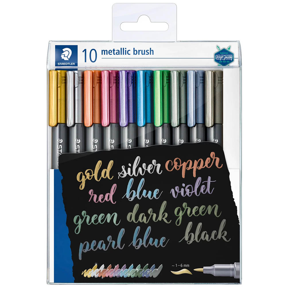 Image for STAEDTLER 8321 METALLIC BRUSH MARKER ASSORTED BOX 10 from Total Supplies Pty Ltd