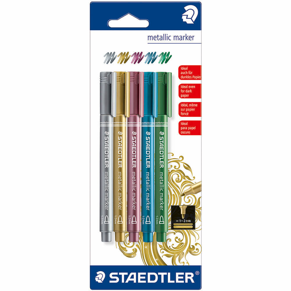 Image for STAEDTLER 832 METALLIC MARKER BULLET 2.0MM ASSORTED PACK 5 from Total Supplies Pty Ltd