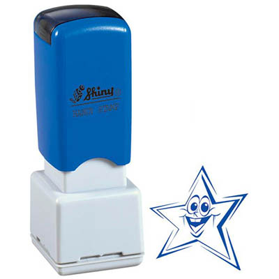 Image for SHINY MERIT STAMP FUNNY FACE STAR BLUE from Total Supplies Pty Ltd