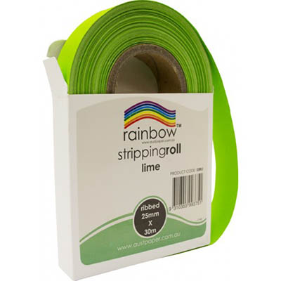 Image for RAINBOW STRIPPING ROLL RIBBED 25MM X 30M LIME from Margaret River Office Products Depot