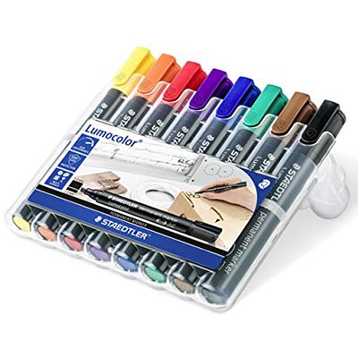Image for STAEDTLER 350 LUMOCOLOR PERMANENT MARKER CHISEL 5.0MM ASSORTED WALLET 8 from Ross Office Supplies Office Products Depot