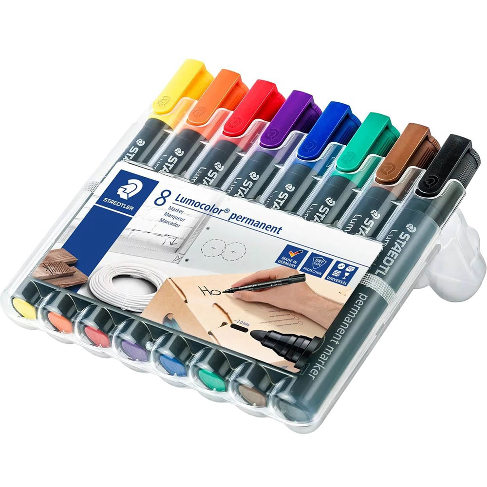 Image for STAEDTLER 352 LUMOCOLOR PERMANENT MARKER BULLET 2.0MM ASSORTED WALLET 8 from Ross Office Supplies Office Products Depot