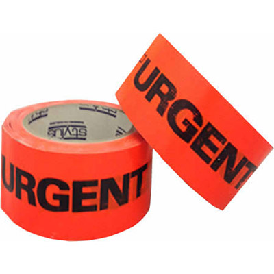 Image for STYLUS 455 PRINTED PACKAGING TAPE URGENT 48MM X 66M FLUORO ORANGE from Ross Office Supplies Office Products Depot